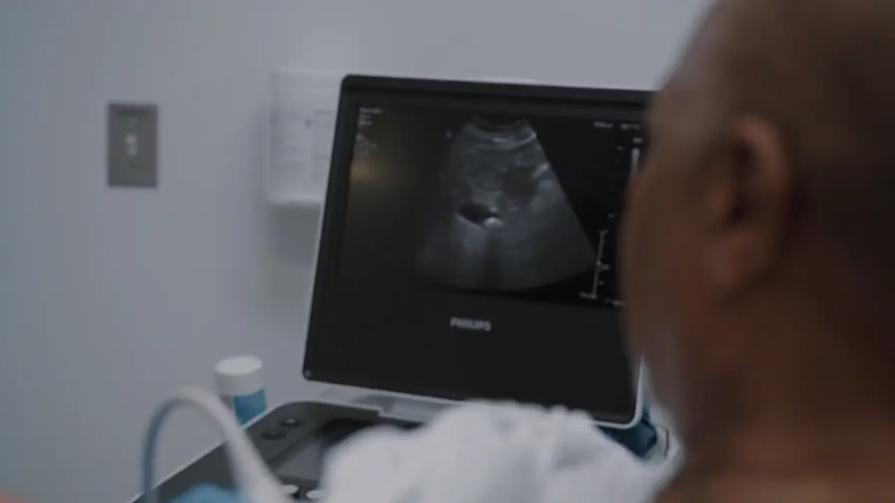Échographie de l'hypocondre droit (HCD) au lit du patient