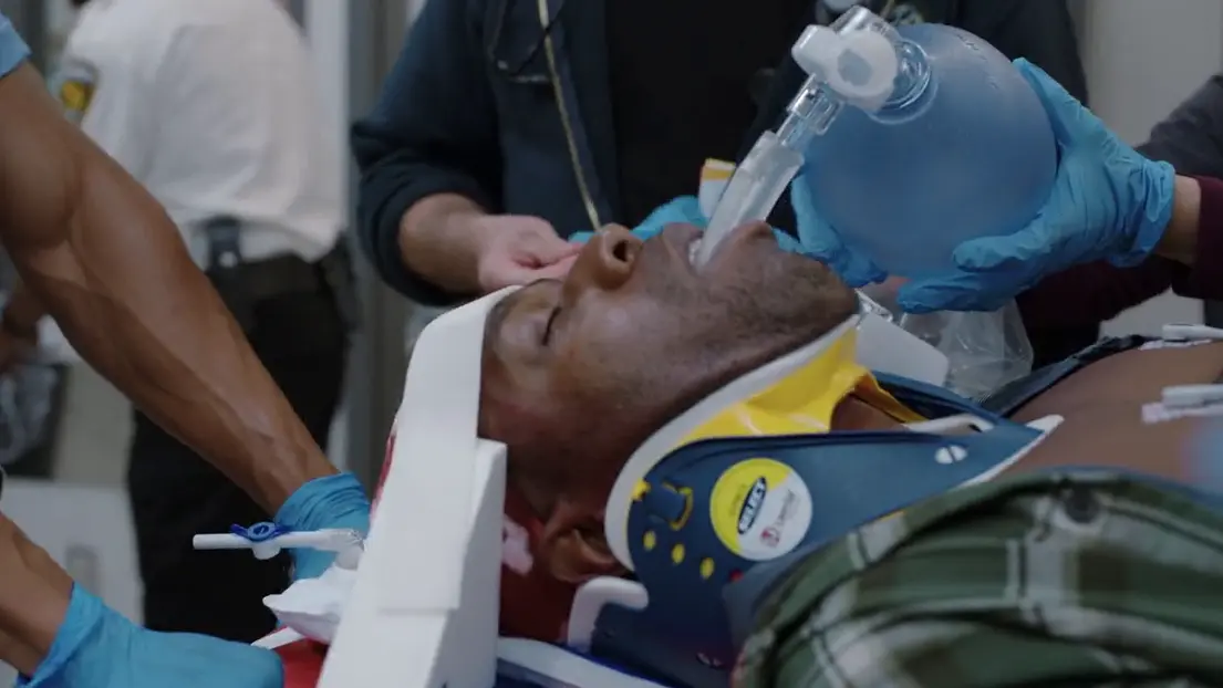 Patient arriving via EMS with LMA in place.